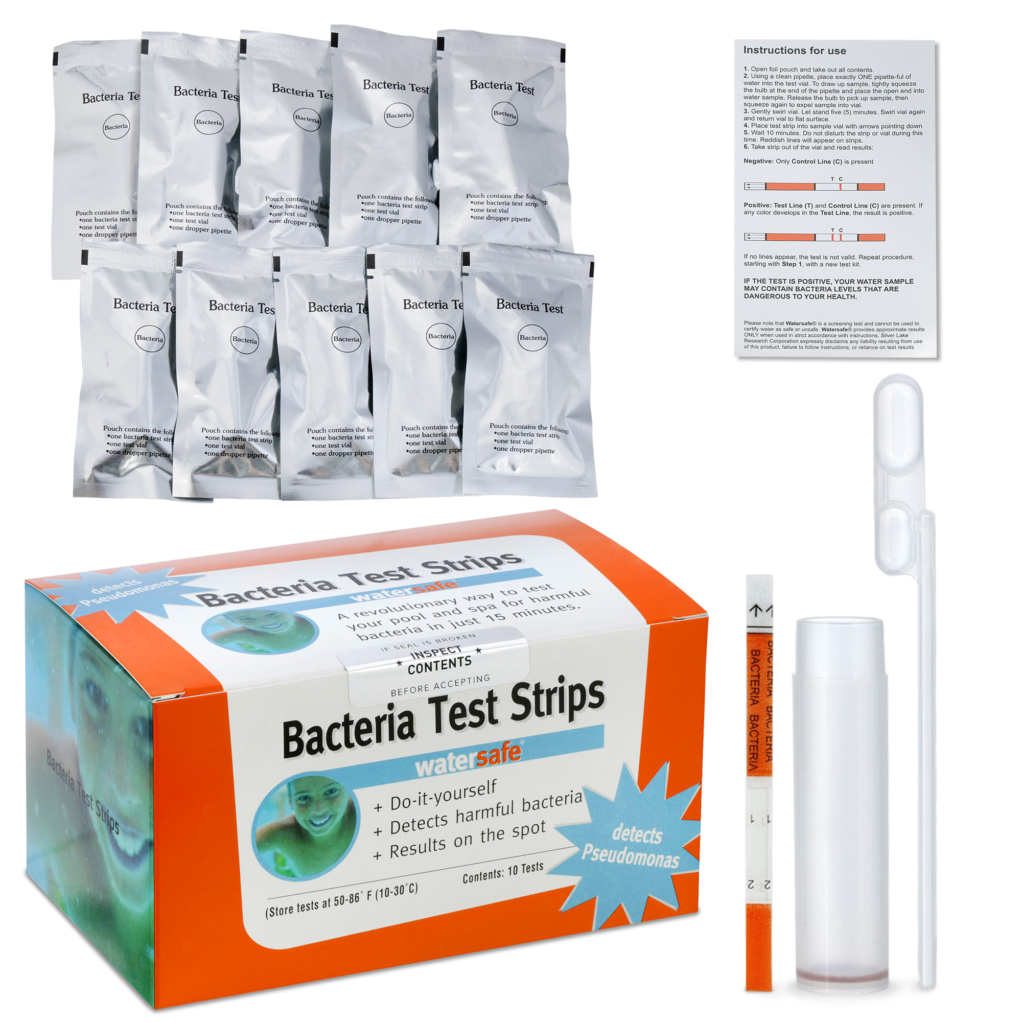 Watersafe® Rapid Bacteria Box of 10 Tests 🛒 Silver Lake Research